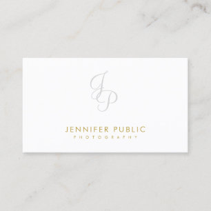 Fotografie Elegant Monogram Plain Gold Text Cool Visitekaartje