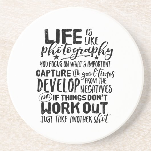 Fotografie fotograaf Inspirerend levenscitaat Zandsteen Onderzetter (Voorkant)