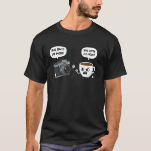 Fotografie koffie Ze houdt meer van me vrouwen fot T-shirt