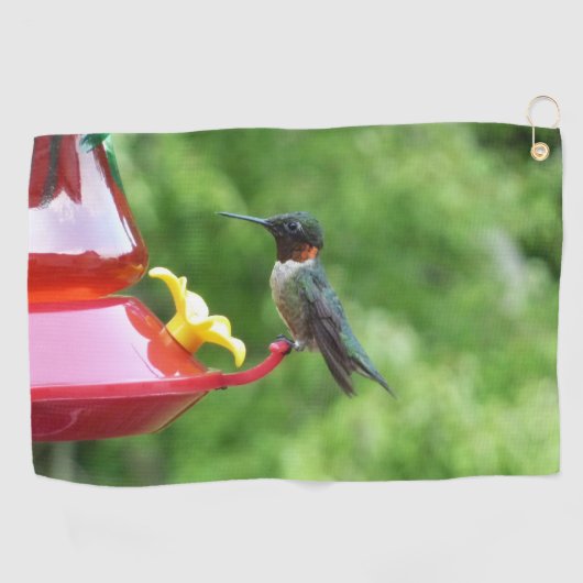 Fotografie met ruby-Throated Hummingbird Golfhanddoek (Horizontaal)