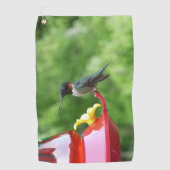 Fotografie met ruby-Throated Hummingbird Golfhanddoek (Voorkant)