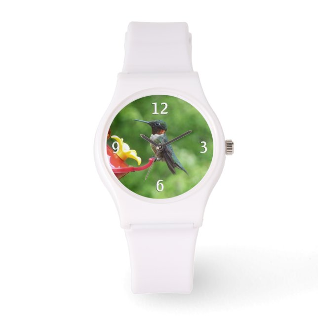 Fotografie met ruby-Throated Hummingbird Horloge (Voorkant)