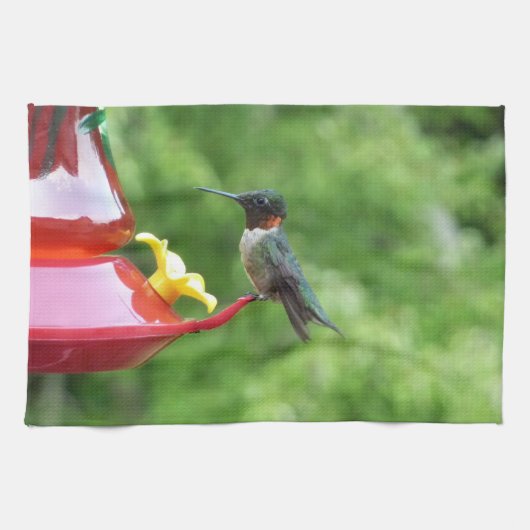 Fotografie met ruby-Throated Hummingbird Theedoek (Horizontaal)