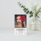 Fotografie | Model met Roos | Aangepaste foto toev Visitekaartje (Staand voorkant)
