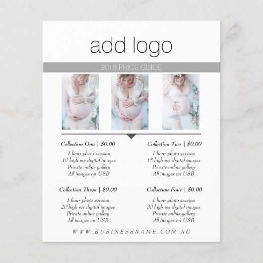 FOTOGRAFIE PRICTION GUIDE PRIJSLIJST SESSION FEE FLYER (Voorkant)