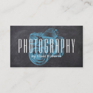 Fotografie Professioneel blauw camerakalk Visitekaartje