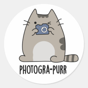 Fotografie-purr Grappige Kat Fotograaf Pun Ronde Sticker