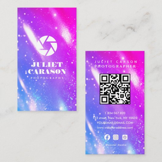 Fotografie QR-code holografisch Visitekaartje (Voorkant / Achterkant)