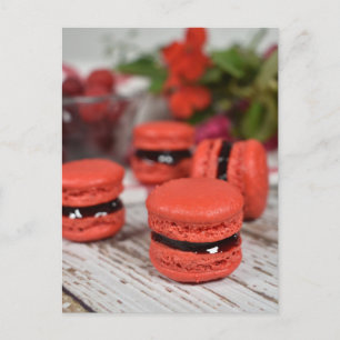 Fotografie Red Cherry Jam vulde Macarons Briefkaart