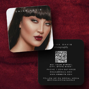 Fotografie Trendy Moderne Volledige Foto QR Code Vierkante Visitekaartje