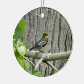 Fotografie van Audubon's Warbler-Natuur Keramisch Ornament (Links)