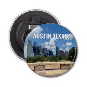 Fotografie van de skyline van Austin Texas Button Flesopener (Voorkant)