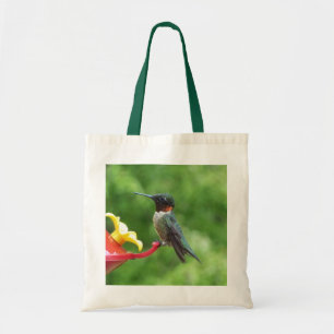 Fotografie van een robijnkeelkolibrie tote bag