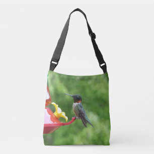 Fotografie van een roodkeelkolibrie crossbody tas