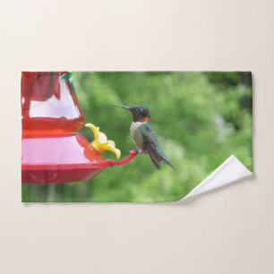 Fotografie van een roodkeelkolibrie handdoek