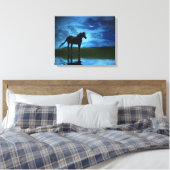 Fotografie van Fantasy Horse en Moon Fine Art Canvas Afdruk (Insitu (Slaapkamer))