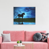 Fotografie van Fantasy Horse en Moon Fine Art Canvas Afdruk (Insitu (Woonkamer))