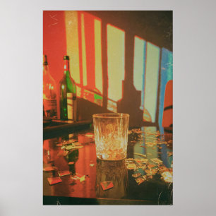 Fotografie van Gebroken Glas met Kleurrijke Schadu Poster