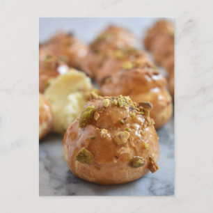 Fotografie van het voedsel Caramel Nut Cream Puff  Briefkaart