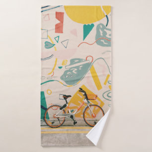 FOTOGRAFIE VAN ORANJE EN WITTE BICYCLE BADHANDDOEK