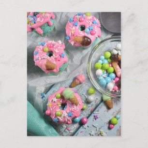 Fotografie van voedsel, roze donut Macarons Briefkaart