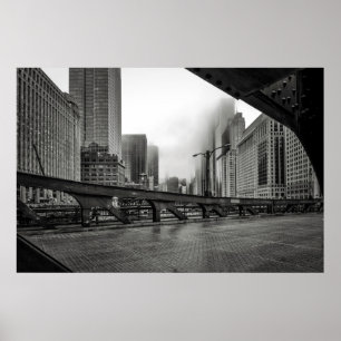 Fotografie van zwart-wit Uitzicht van Chicago Poster