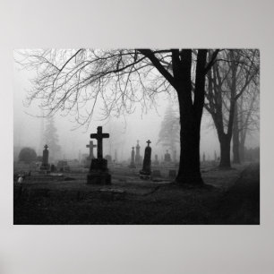 Fotografie voor de verkoop - begraafplaats Fog 1-P Poster