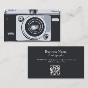 Fotografie Zwarte qr code  Hipster Camera Visitekaartje