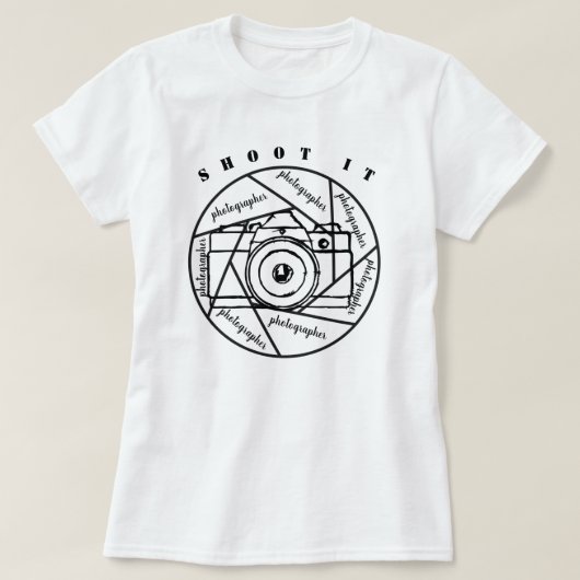 fotografiecamera zwart-wit T-shirt (Design voorkant)