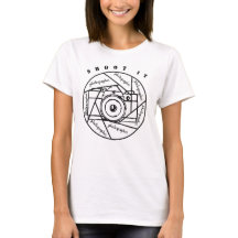 fotografiecamera zwart-wit T-shirt