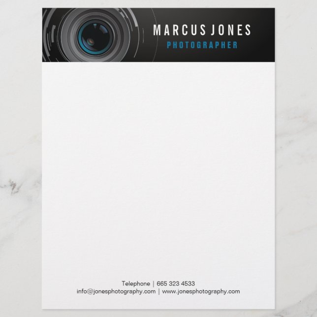 Fotografiercamera Lense Branding Letterhead Briefhoofd (Voorkant)