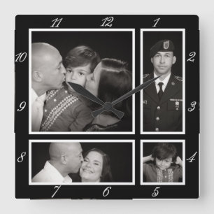 Fotografisch collage Vier Moderne Familie Decor Vierkante Klok