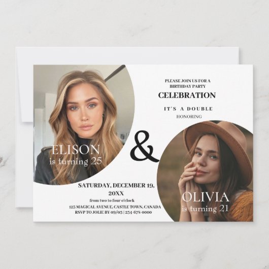 Fotografisch uitnodigingskaartje voor een dubbele  kaart (Voorkant)