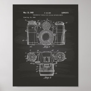Fotografische camera 1959 Patent Art - Chalkboard Poster