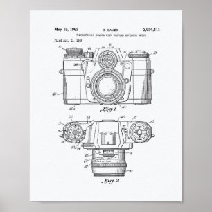 Fotografische camera 1959 Patent Art - Witboek Poster