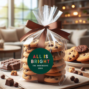 Fotogroene leuke moderne kerstfamilie, helder 1 ronde sticker