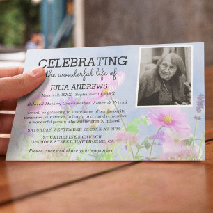 Fotoherdenking van wilde bloemen Begrafenis Kaart