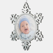 Fotojaar kersttypografie tin sneeuwvlok ornament (Rechts)