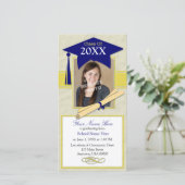 Fotokaart afstuderen - Blauw & geel (Staand voorkant)