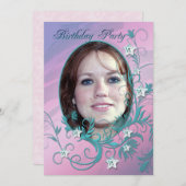 Fotokaart Birthday, uitnodiging (Voorkant / Achterkant)