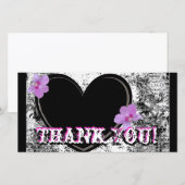 Fotokaart Hartelijk dank, zwart, wit, roze Bedankkaart (Voorkant / Achterkant)