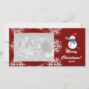 Fotokaart - Kerstman Sneeuwman Voetbal Feestdagenkaart