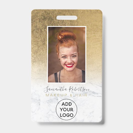 Fotokaart met gele goudfolie voor logo badge (Voorzijde)