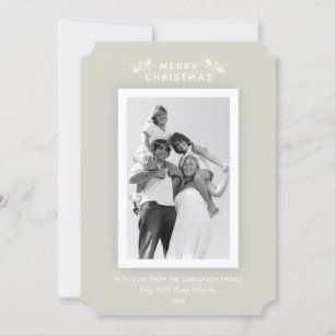 Fotokaart met minimale beige witte Lijst met kerst Feestdagenkaart