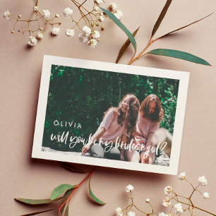 Fotokaart met modern elegant Bridesmaid-voorstel Kaart