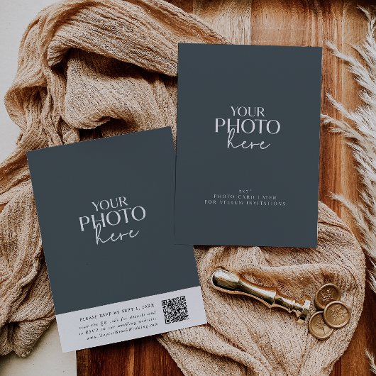 Fotokaart met QR-code voor Vellum Wedding Invites Kaart