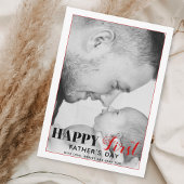 Fotokaart met Red First Vaderdag-typografie