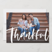 Fotokaart met Thankful Thanksgiving penseelscript Feestdagenkaart (Voorkant)