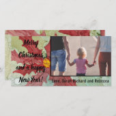 Fotokaart "Poinsettia Reds & Greens" Feestdagenkaart (Voorkant / Achterkant)