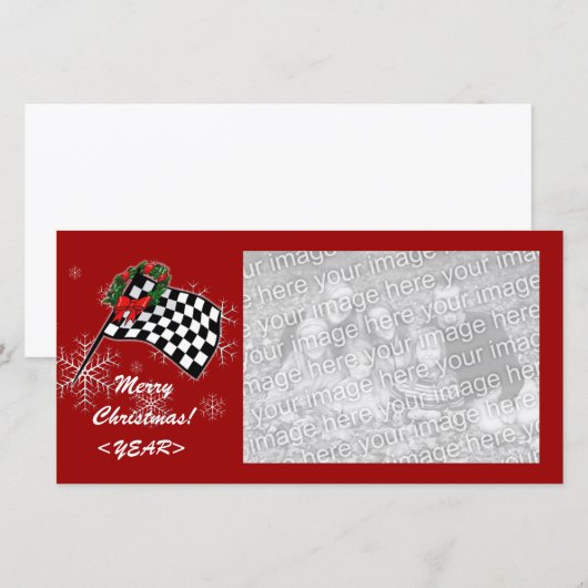 Fotokaart - Racing Flag Christmas Feestdagenkaart (Voorkant / Achterkant)